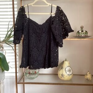Bailey 44 Black Off-Shoulder Lace Blouse